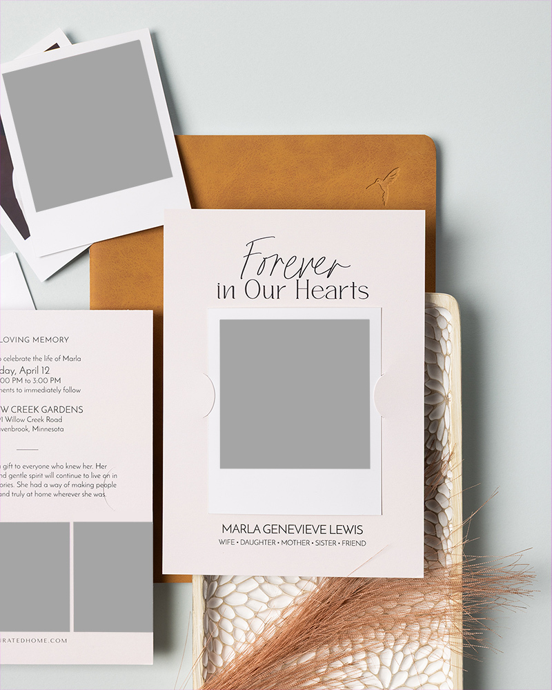 WHCC Cards Forever in our hearts Bereavement Celebration card Styled preview